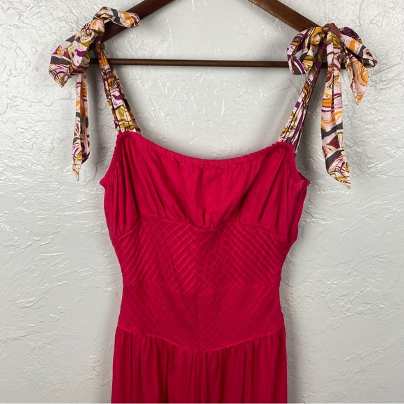 Free People romantic Santorini pink Linen blend Maxi Dress, fits like XS - Picture 4 of 12